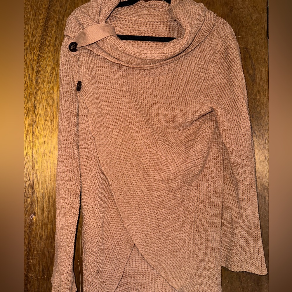 Burnt orange swoop neck heavy sweater